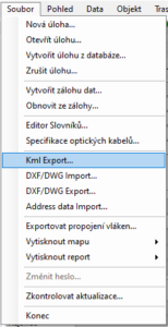 Obr. 1 – KML export v SW NetStork