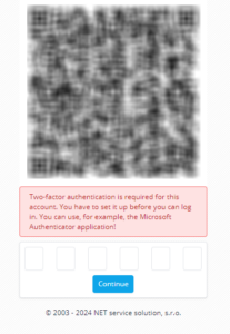 First login and showed QR code for add account in authenticator