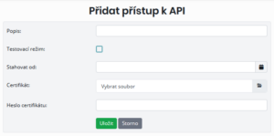 Nastavení přístupu k API v systému ISPadmin