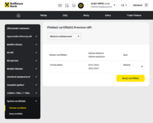 Přehled vygenerovaných certifikátů