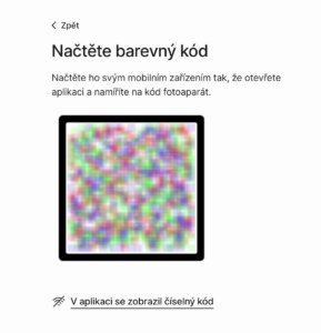 Načtení QR kódu přes mobilní aplikaci