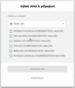 Výběr konkrétního účtu k připojení