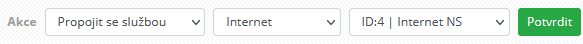 Zvolená akce – Propojit se službou typu internet
