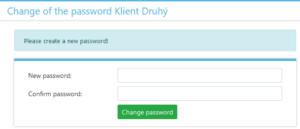 This form appears after the first Client portal login using the generated/created password.