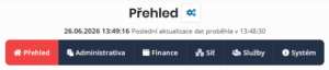 Menu dashboardu