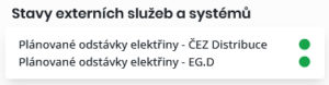 Widget se stavem služeb pro plánované odstávky elektřiny