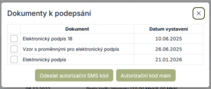 Možnost vybrat dokumenty k hromadnému el. podpisu