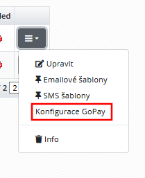Konfigurace GoPay u vybrané fakturační skupiny
