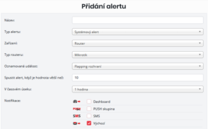 Nastavení výchozího alertu na flapping portů