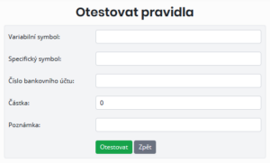 Nastavení hodnot pro testování
