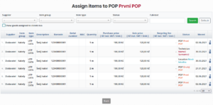 Assign items to selected POP