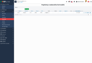 Záložka s doručenými poptávkami do systému z web. formuláře