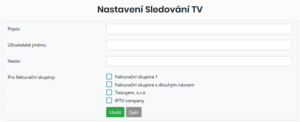 Formulář pro zadání nových přístupových údajů k API SledovaniTV