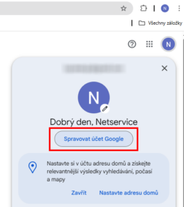 Správa Google účtu (Chrome)
