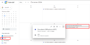 Události ze systému ISPadmin v aplikaci Kalendář Google