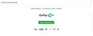 Platba platební kartou přes GoPay