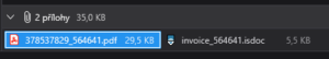 Faktura ve formátu ISDOC v příloze emailu