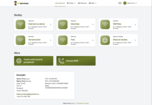 Úvodní stránka po přihlášení (Dashboard)