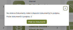 Na stránce Dokumenty jsou k dispozici dokumenty k podpisu