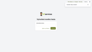 Pokus o vytvoření nového hesla (uživatel na základě zadaných údajů v systému neexistuje)