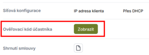 Tlačítko pro zobrazení OKU kódu