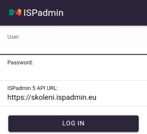 Login screen of the application