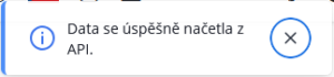 Informace o korektním načtení dat z API