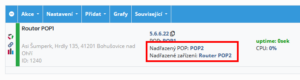 Nadřazený POP a nadřazené zařízení dle nadefinované struktury pro NetMonitor