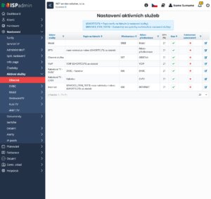 Nastavení aktivních služeb