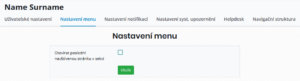 Nastavení hlavního menu