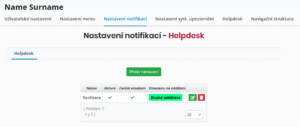 Nastavení notifikací pro helpdesk