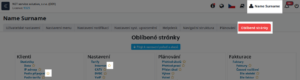 Nastavení oblíbené stránky do hlavního menu