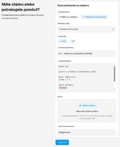 Příklad vyplněnéno formuláře s žádostí o přepnutí aplikace do produkčního prostředí