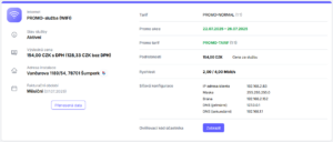 Zobrazení právě aktivního promo tarifu u odpovídající služby v Portále klienta