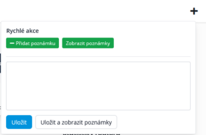 Formulář pro přidání nové rychlé poznámky přes rychlé akce