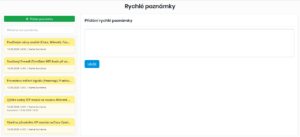 Formulář pro přidání nové rychlé poznámky