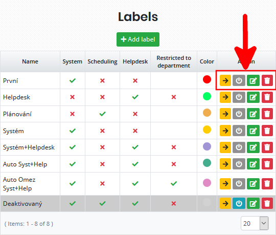 Working with labels (changing, deactivating, editing and deleting in bulk)