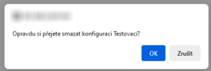 Alert při pokusu odstranit exist. údaje k API 