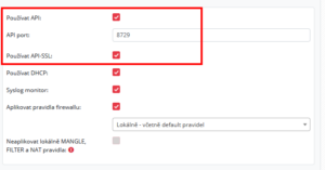 Zapnutí API-SSL u zvoleného zařízení typu MikroTik