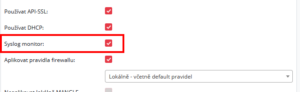 Zapnutí Syslog monitoru u zvoleného zařízení typu MikroTik