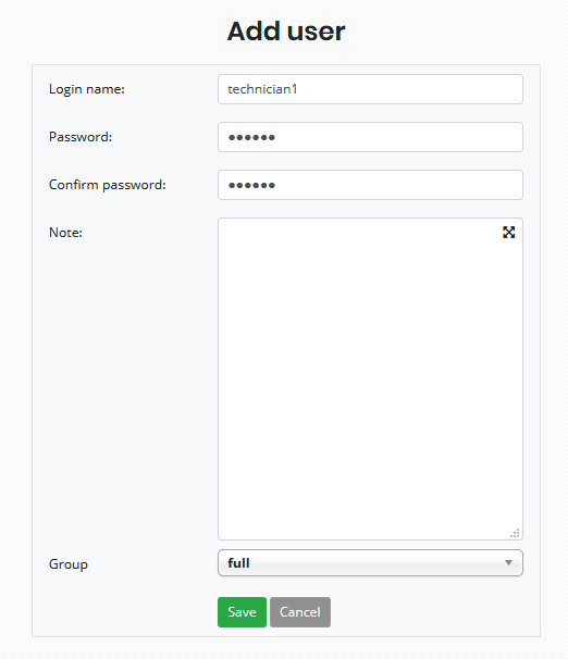 Create user form for login to Mikrotik Router