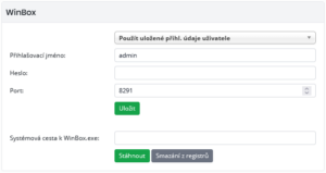 Nastavení pro práci s nástrojem WinBox