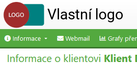 Vlastní logo společnosti v hlavičce klientského portálu