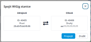 Detail před spojením dvou spojovaných WiGig PtP stanic