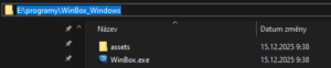 Zjištění cesty k nástroji WinBox (OS Windows)