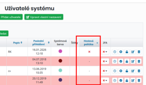 Zobrazení stavu splnění zásad pro hesla pro konkrétní uživ. účet