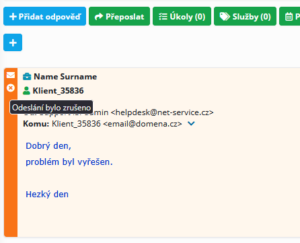 Zvýraznění zrušené odpovědi